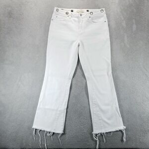 We The Free Jeans Womens 29 White Bootcut High Rise Raw Hem Boho Stretch